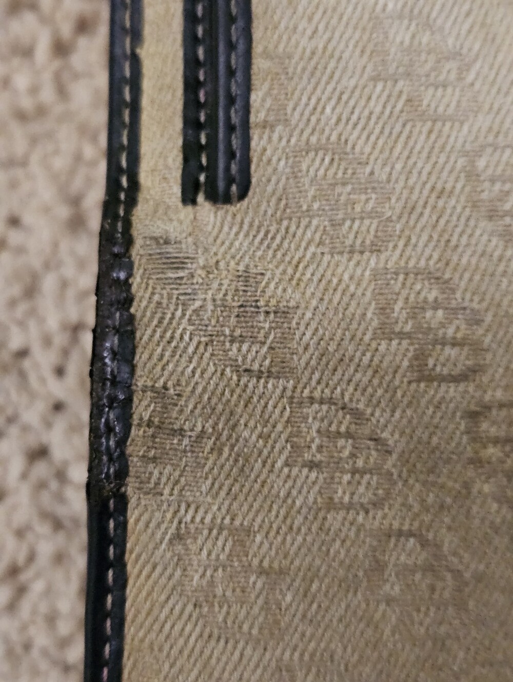 Dooney & Bourke Vintage Tan Signature Canvas Checkbook Wallet with Black Trim - Picture 14 of 16